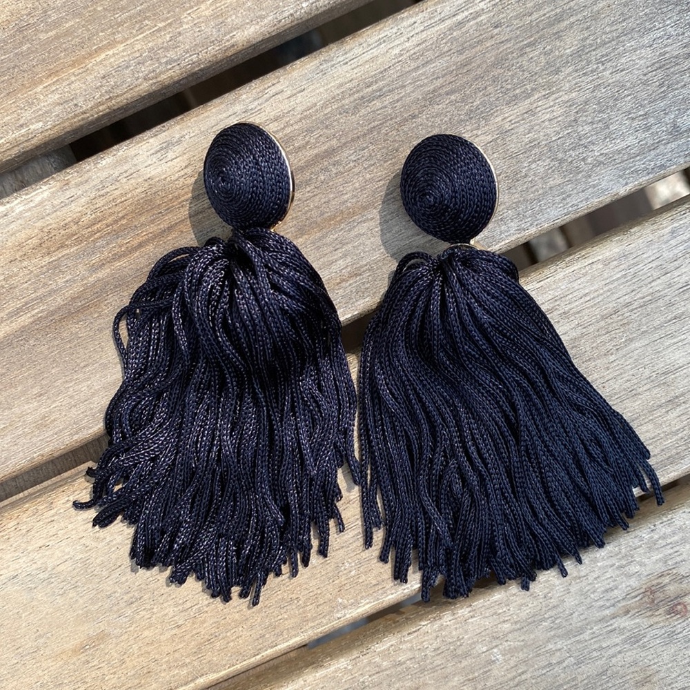 Baublebar | black single tassel earrings